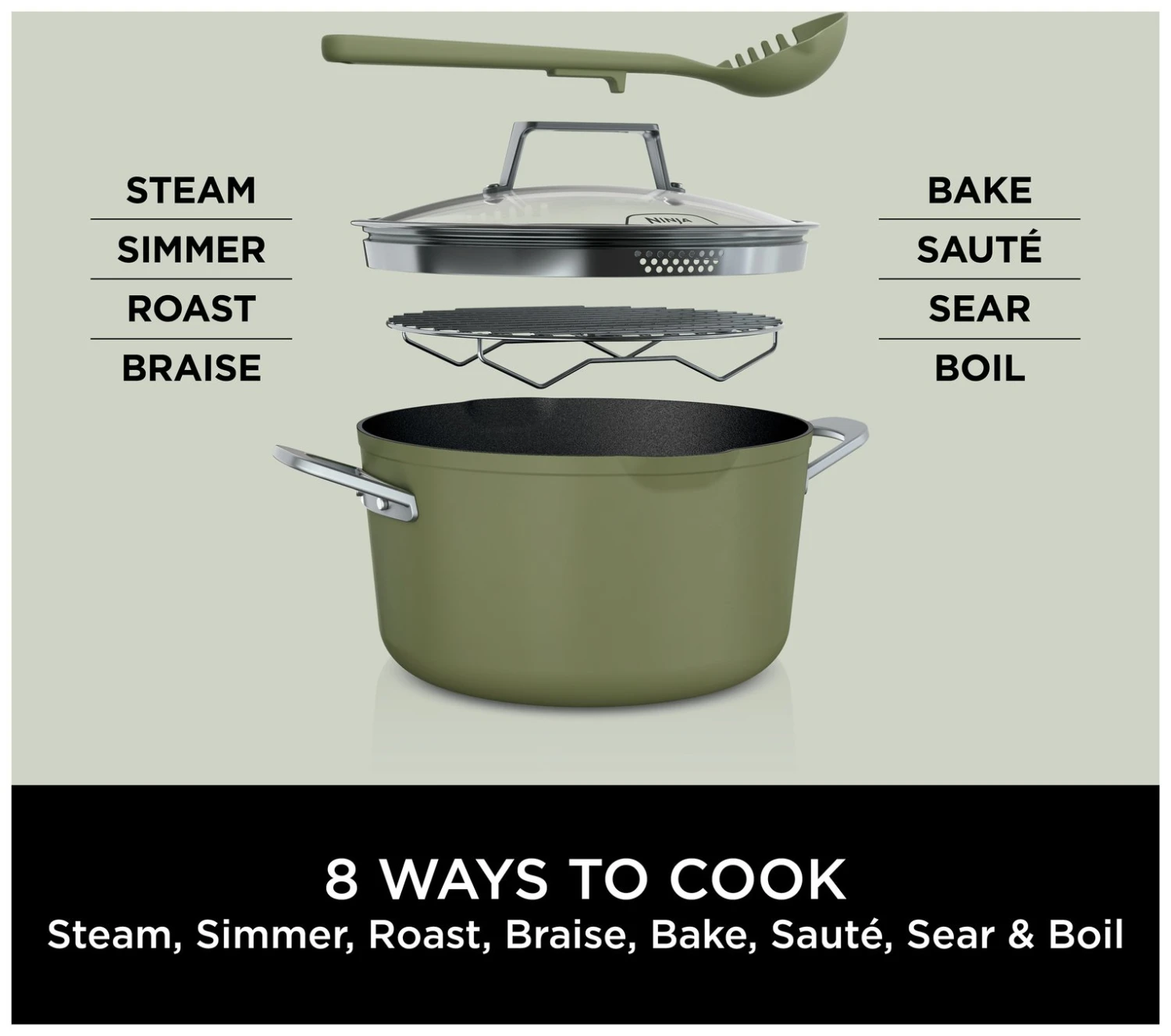 Ninja Zerostick 30cm Non Stick Aluminium Possible Pot -Green 5 Ninja Zerostick 30cm Non Stick Aluminium Possible Pot -Green - Image 3