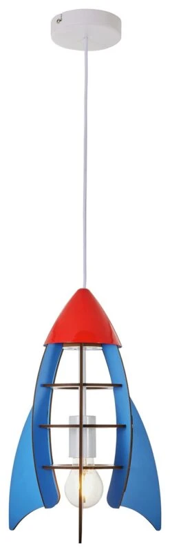 Glow Kids Rocket Ceiling Pendant Light - Blue & Red