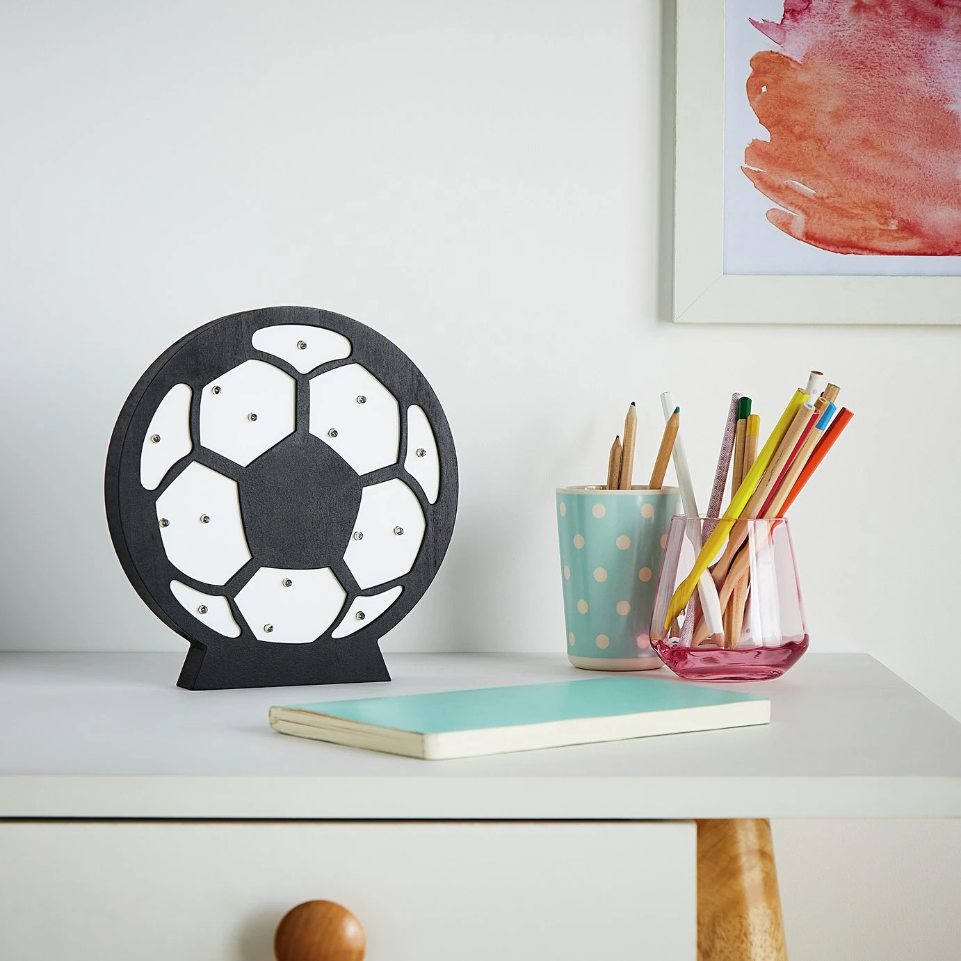 Glow Kids Wooden Football Table Light - Black & White 3 Glow Kids Wooden Football Table Light - Black & White