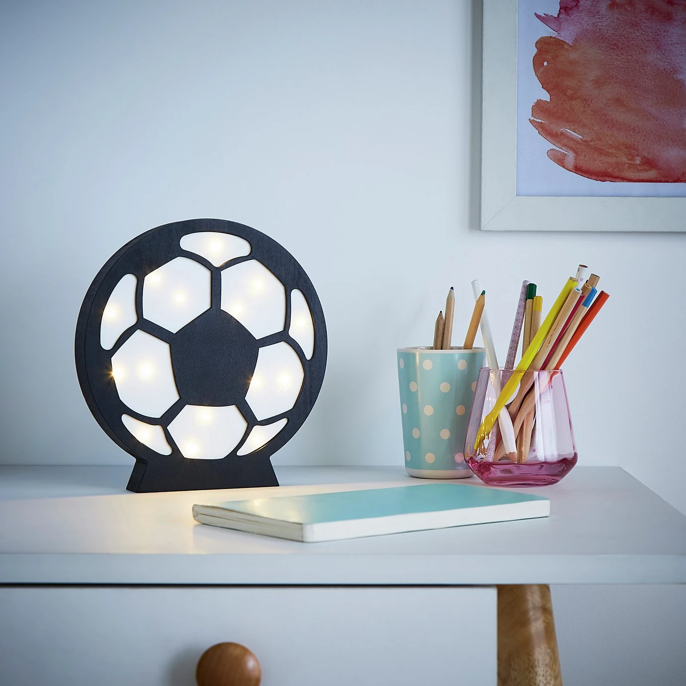 Glow Kids Wooden Football Table Light - Black & White 4 Glow Kids Wooden Football Table Light - Black & White - Image 2