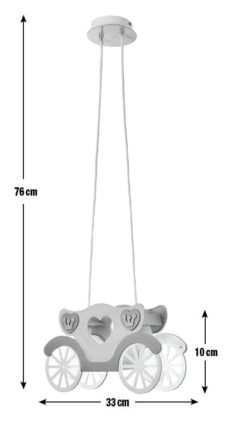 Glow Kids Princess Carriage Pendant Light - Pink & White 5 Glow Kids Princess Carriage Pendant Light - Pink & White - Image 3