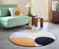 Habitat Geometric Circle Cut Pile Rug - 120x120cm - Multi -Trend Furniture 1176122 R Z001C