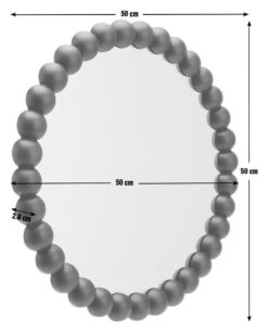 Habitat Beaded Round Wall Mirror - Black - 50x50cm -Trend Furniture 1182642 R E001