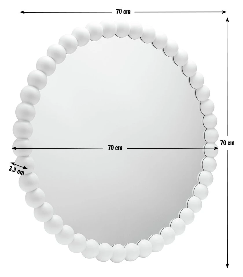Habitat Beaded Round Wall Mirror - White - 70x70cm 5 Habitat Beaded Round Wall Mirror - White - 70x70cm - Image 3