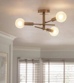 Habitat Globe Ribbed Metal Bathroom Ceiling Light - Brass -Trend Furniture 1233711 R Z002C