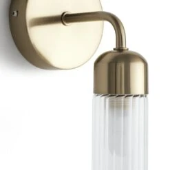 Habitat Ribbed Metal Bathroom Wall Light - Gold -Trend Furniture 1233814 R Z002A