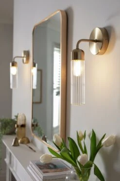 Habitat Ribbed Metal Bathroom Wall Light - Gold -Trend Furniture 1233814 R Z002C