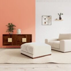 Swoon Denver Velvet Ottoman Footstool - Taupe -Trend Furniture 1971774 R Z001C