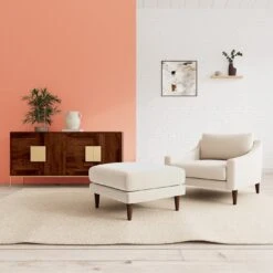 Swoon Turin Velvet Ottoman Footstool - Taupe -Trend Furniture 1990638 R Z001C