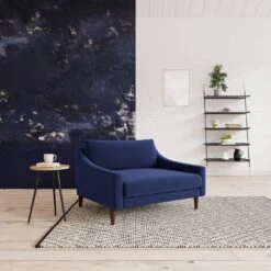 Swoon Turin Velvet Cuddle Chair - Ink Blue -Trend Furniture 1991493 R Z001C