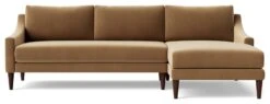 Swoon Turin Velvet Right Hand Corner Sofa - Biscuit -Trend Furniture 1991527 R Z003A
