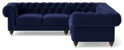 Swoon Winston Velvet 5 Seater Corner Sofa - Ink Blue -Trend Furniture 1993398 R Z003A