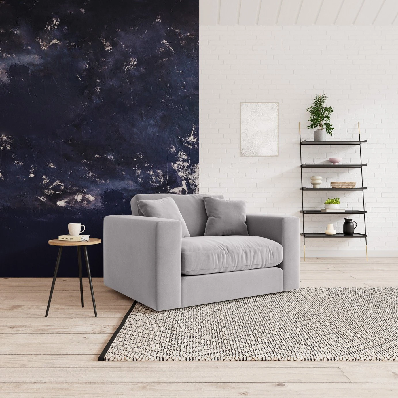 Swoon Althaea Velvet Cuddle Chair - Silver Grey 4 Swoon Althaea Velvet Cuddle Chair - Silver Grey - Image 2