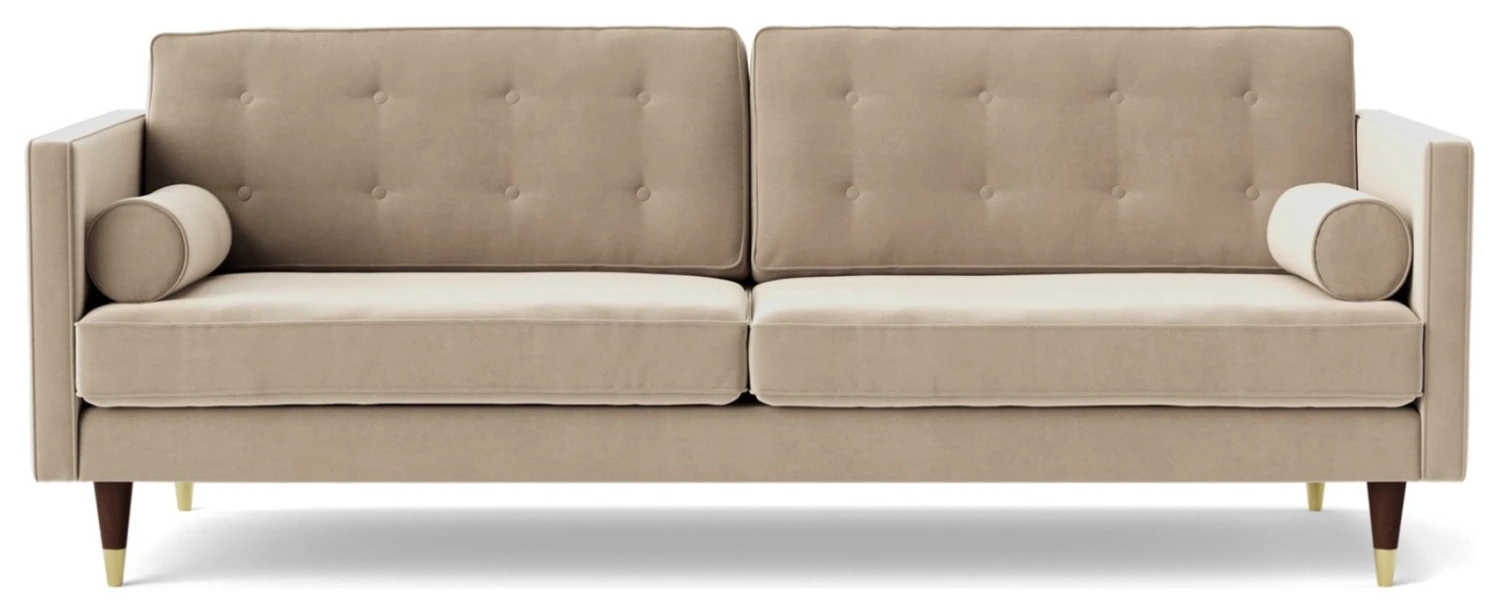Swoon Porto Velvet 3 Seater Sofa - Taupe 3 Swoon Porto Velvet 3 Seater Sofa - Taupe