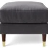 Swoon Rieti Velvet Ottoman Footstool - Granite Grey -Trend Furniture 2009016 R Z001A