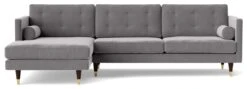 Swoon Porto Velvet Left Hand Corner Sofa - Silver Grey -Trend Furniture 2012931 R Z002A