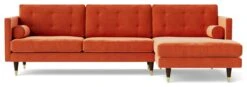 Swoon Porto Velvet Right Hand Corner Sofa - Burnt Orange -Trend Furniture 2013071 R Z003A