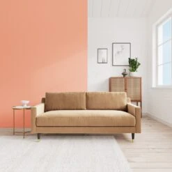 Swoon Rieti Velvet 2 Seater Sofa - Biscuit -Trend Furniture 2013569 R Z001C