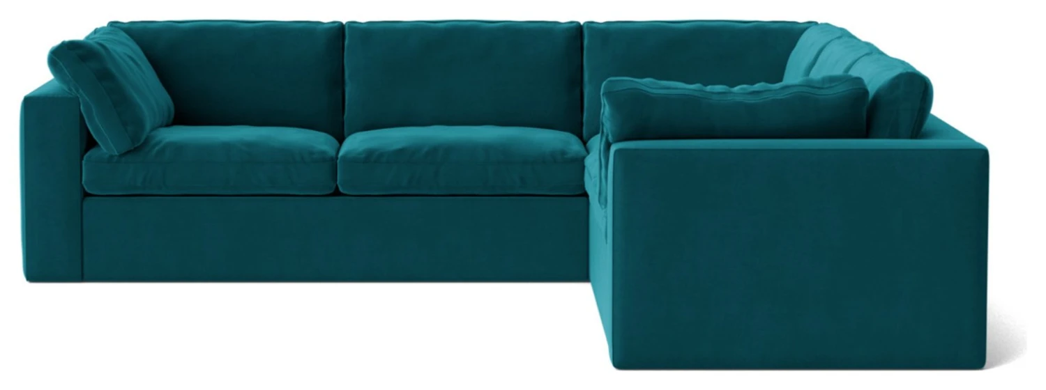 Swoon Seattle Velvet 5 Seater Corner Sofa - Kingfisher Blue 7 Swoon Seattle Velvet 5 Seater Corner Sofa - Kingfisher Blue - Image 5