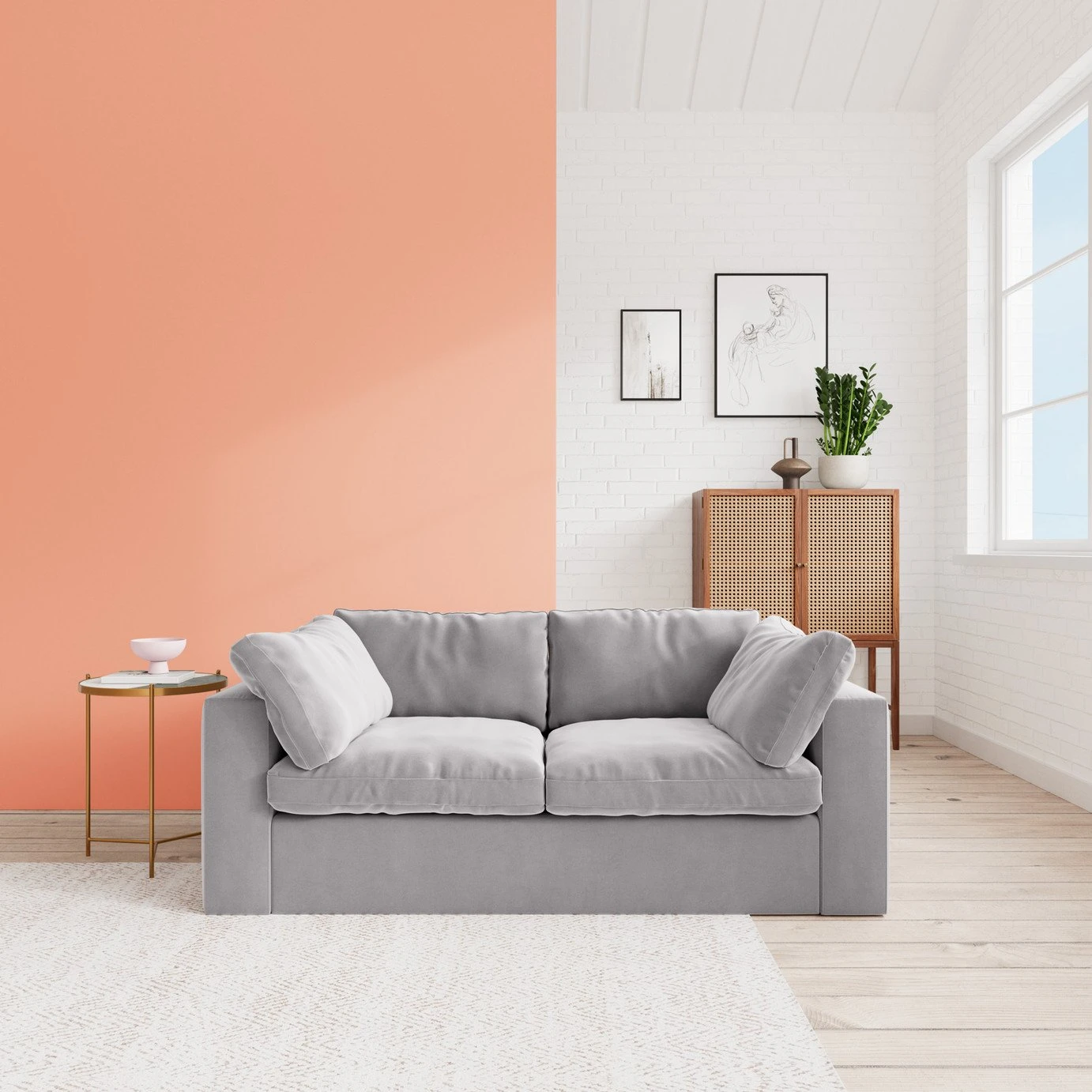 Swoon Seattle Velvet 2 Seater Sofa - Silver Grey 4 Swoon Seattle Velvet 2 Seater Sofa - Silver Grey - Image 2