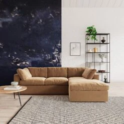 Swoon Seattle Velvet Right Hand Corner Sofa - Biscuit 10 Swoon Seattle Velvet Right Hand Corner Sofa - Biscuit -Trend Furniture 2017606 R Z001C