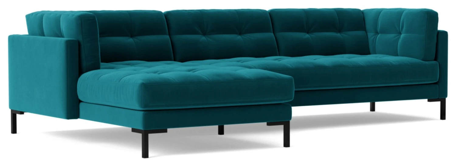 Swoon Landau Velvet Left Hand Corner Sofa - Kingfisher Blue 3 Swoon Landau Velvet Left Hand Corner Sofa - Kingfisher Blue