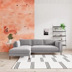 Swoon Munich Velvet Left Hand Corner Sofa - Silver Grey -Trend Furniture 2025746 R Z001C