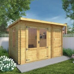 Mercia Pent Log Cabin With Side Shed - 3.5x2.4 -Trend Furniture 2065579 R Z003A