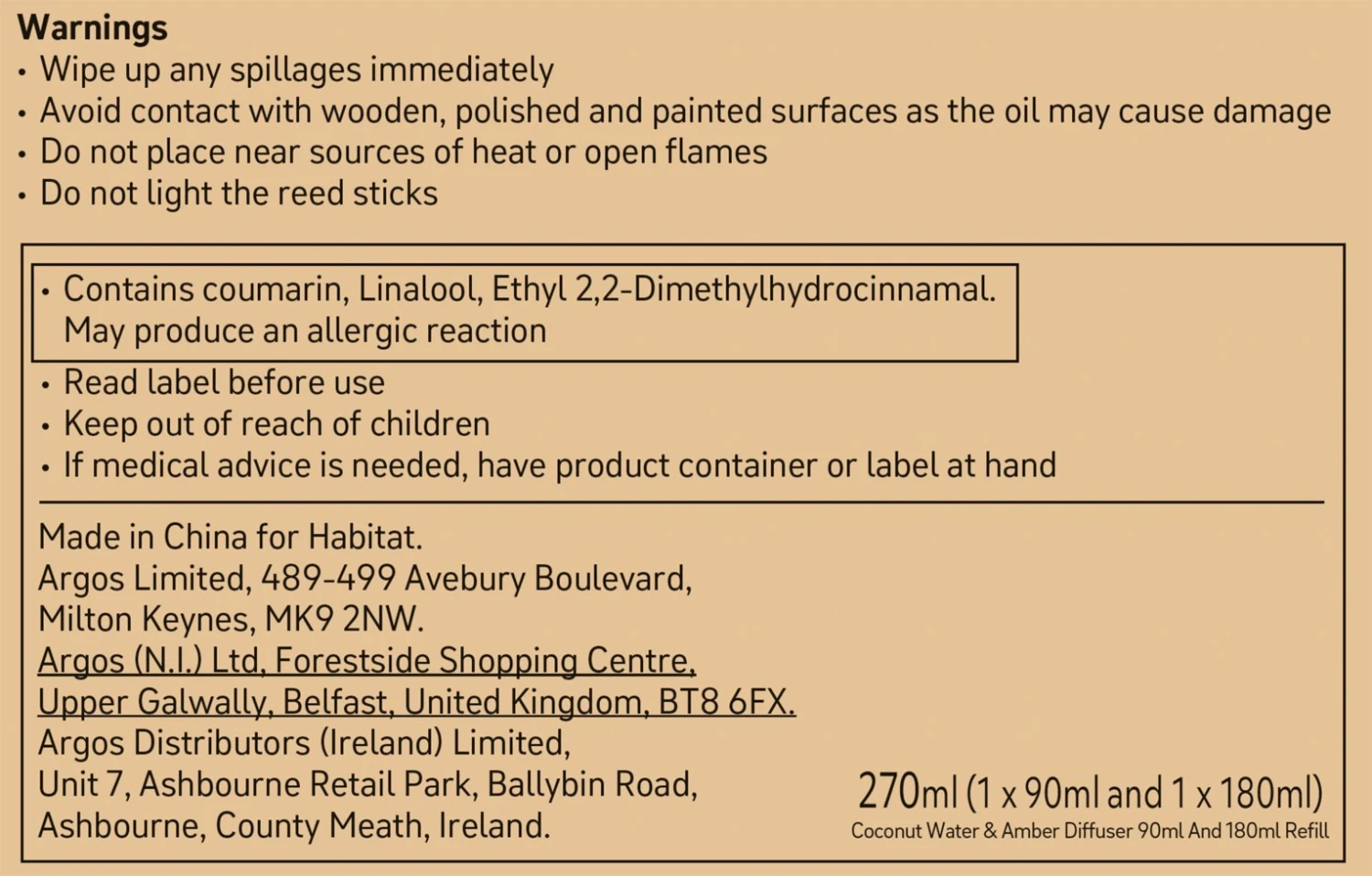 Habitat 90ml Diffuser & 180ml Refill - Coconut Water & Amber 6 Habitat 90ml Diffuser & 180ml Refill - Coconut Water & Amber - Image 4