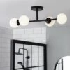 Habitat Opal Metal Bathroom Flush Ceiling Light - Black