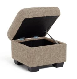 Habitat Lisbon Fabric Storage Footstool - Beige -Trend Furniture 2071130 R Z003A