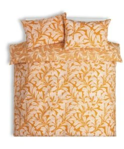 Habitat Cotton Linear Leaf Print Yellow Bedding Set- Single -Trend Furniture 2208972 R Z002A