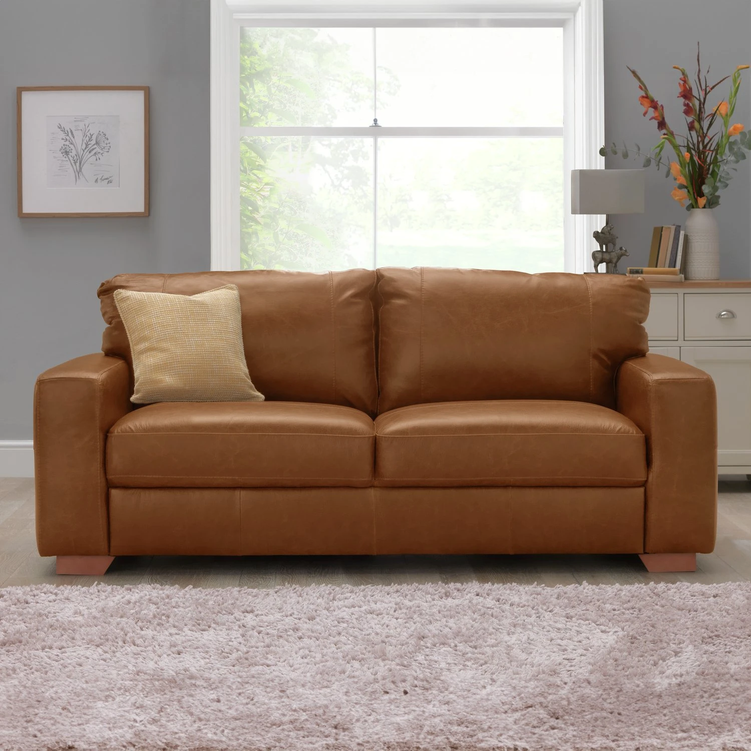 Habitat Eton Leather 3 Seater Sofa - Chocolate 3 Habitat Eton Leather 3 Seater Sofa - Chocolate