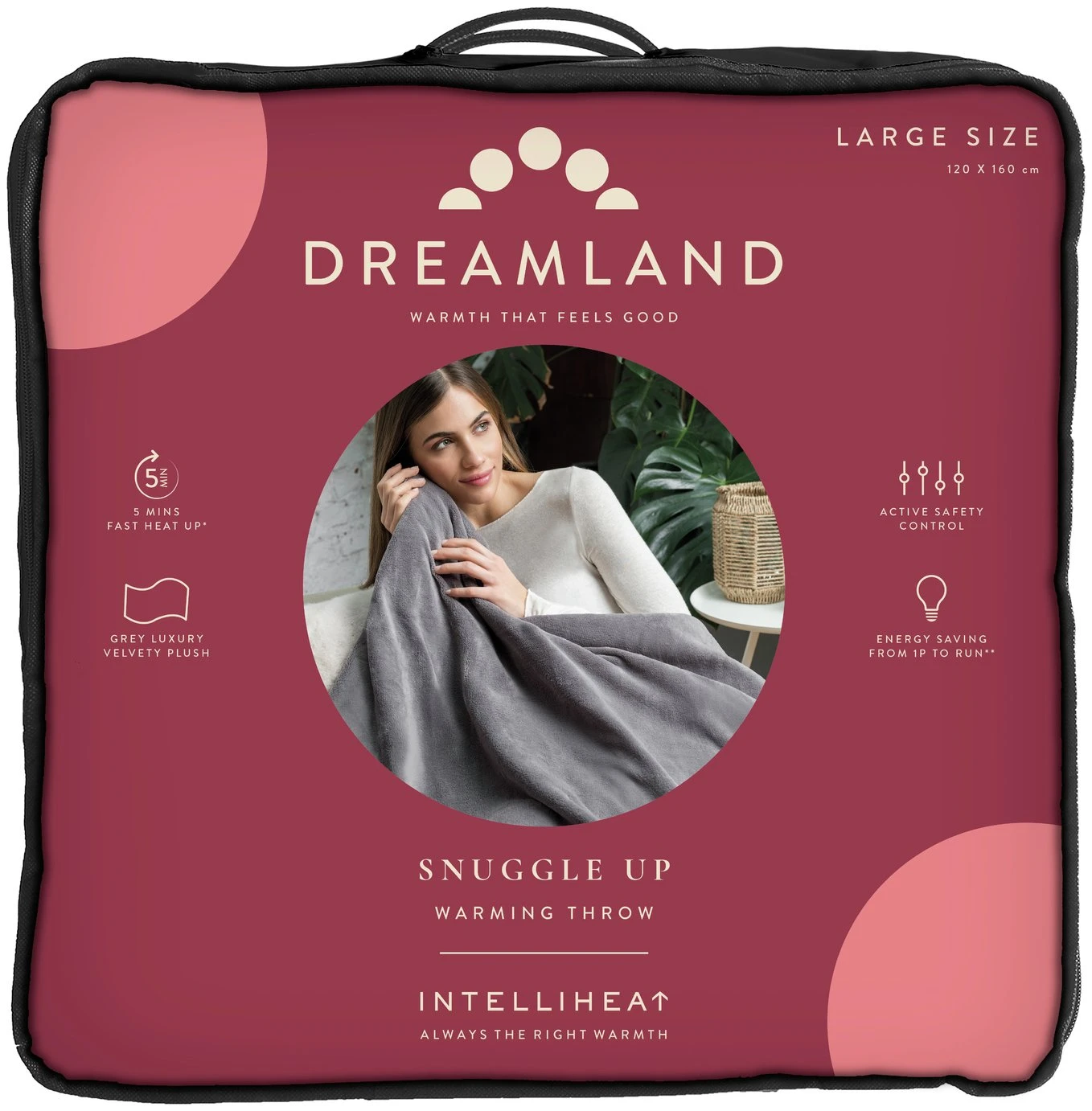 Dreamland Snuggle Up Heated Grey Throw - Large 3 Dreamland Snuggle Up Heated Grey Throw - Large