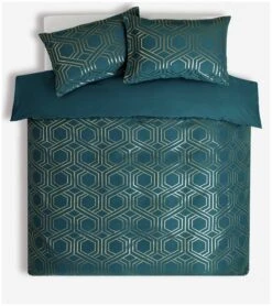 Habitat Geo Jacquard Teal Bedding Set - Double -Trend Furniture 3036734 R Z002A