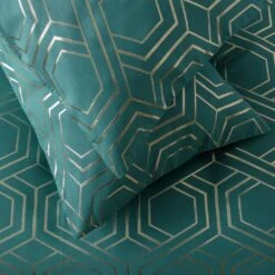 Habitat Geo Jacquard Teal Bedding Set - Double -Trend Furniture 3036734 R Z002C
