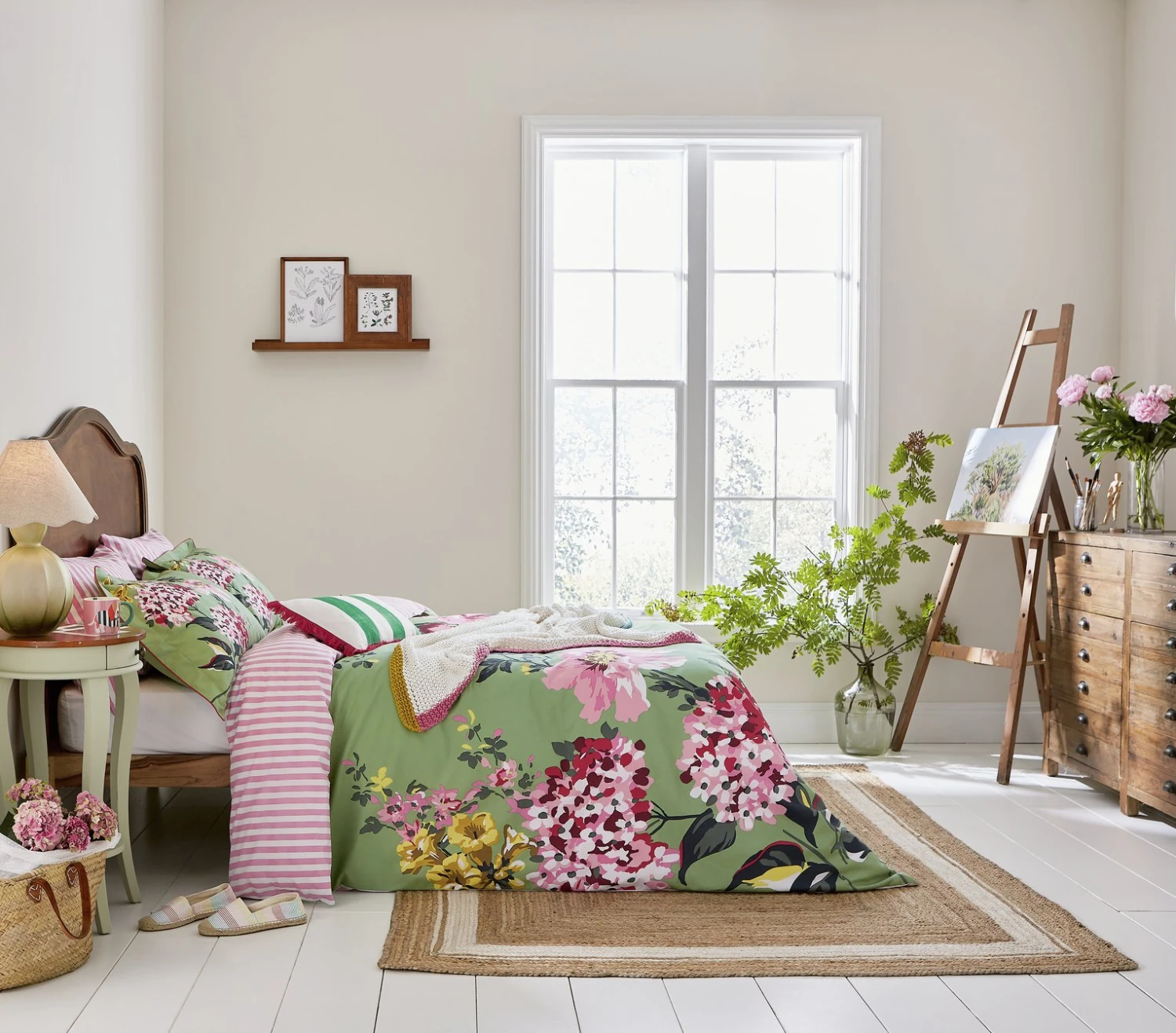 Joules Cotton Pheasant Floral Green Bedding Set - Single 4 Joules Cotton Pheasant Floral Green Bedding Set - Single - Image 2