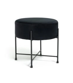 Habitat Jax Velvet Footstool - Black -Trend Furniture 3088191 R Z002A
