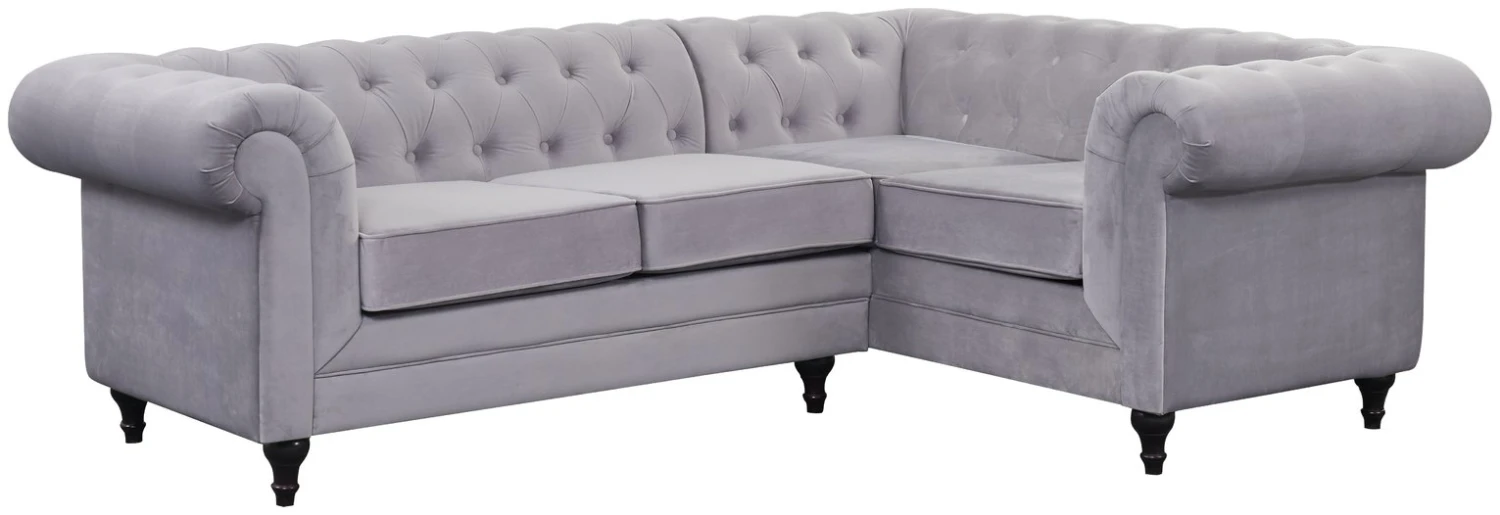 Habitat Chesterfield Velvet Left Hand Corner Sofa-Light Grey 7 Habitat Chesterfield Velvet Left Hand Corner Sofa-Light Grey - Image 5