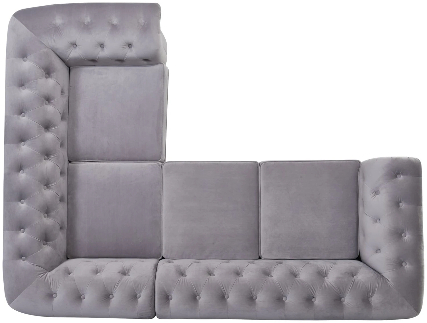 Habitat Chesterfield Velvet Left Hand Corner Sofa-Light Grey 11 Habitat Chesterfield Velvet Left Hand Corner Sofa-Light Grey - Image 9