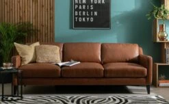 Habitat Leone Leather 4 Seater Sofa - Tan -Trend Furniture 3182853 R Z001C