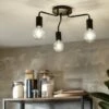 Habitat Rayner Steel 3 Light LED Flush Ceiling Light - Black -Trend Furniture 3247846 R Z001A
