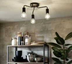 Habitat Rayner Steel 3 Light LED Flush Ceiling Light - Black -Trend Furniture 3247846 R Z003C