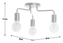 Habitat Rayner Steel 3 Light LED Flush Ceiling Light - Black -Trend Furniture 3247846 R Z017A