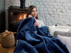 Dreamland Deluxe Velvet Royal Blue Heated Throw - Large 25 Dreamland Deluxe Velvet Royal Blue Heated Throw - Large -Trend Furniture 3340901 R Z003A