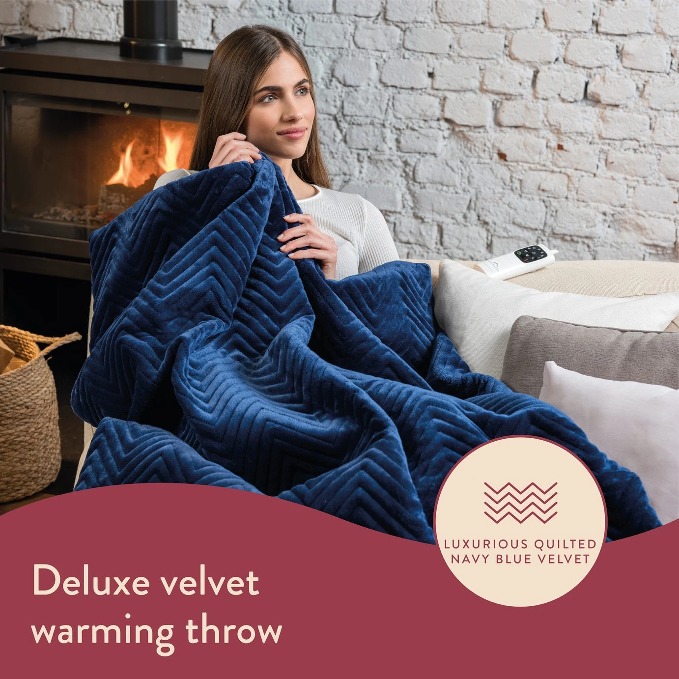 Dreamland Deluxe Velvet Royal Blue Heated Throw - Large 4 Dreamland Deluxe Velvet Royal Blue Heated Throw - Large - Image 2