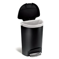 Simplehuman 50L Plastic Semi Round Pedal Bin - Black -Trend Furniture 3341106 R Z003A