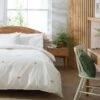 Habitat 180TC Embroidered Bee White Bedding Set - Single -Trend Furniture 3347540 R Z001A