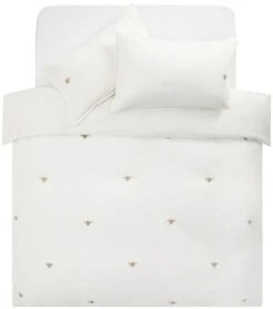 Habitat 180TC Embroidered Bee White Bedding Set - Single -Trend Furniture 3347540 R Z002A