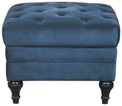 Habitat Chesterfield Velvet Storage Footstool - Blue -Trend Furniture 3369683 R Z002A